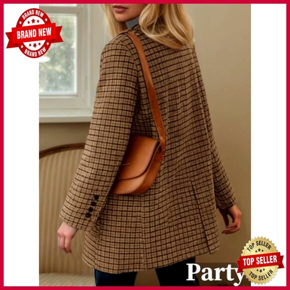 Wool Blend Blazer Notched Lapel Pockets Business Casual Jacket - Picture 5 of 7